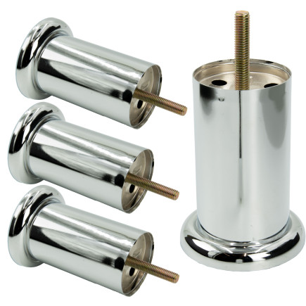 Zestaw 4 sztuk noga meblowa Prosta srebrny chrom wysokość 10 cm