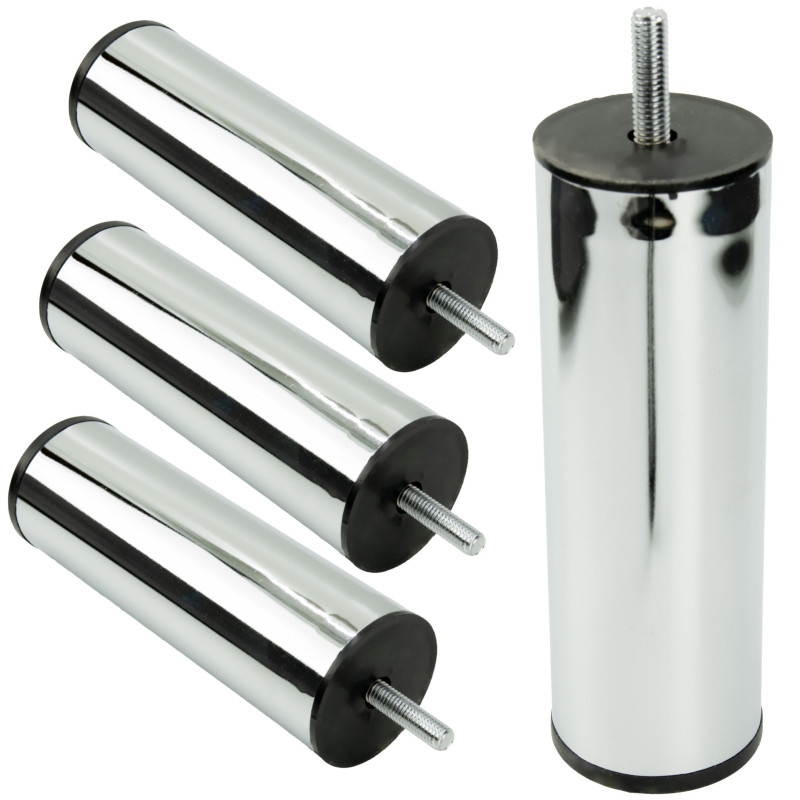 Zestaw 4 sztuk noga meblowa Prosta srebrny chrom wysokość 15 cm Zestaw 4 sztuk noga meblowa Prosta srebrny chrom wysokość 15 cm