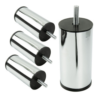 Zestaw 4 sztuk noga meblowa Prosta srebrny chrom wysokość 10 cm