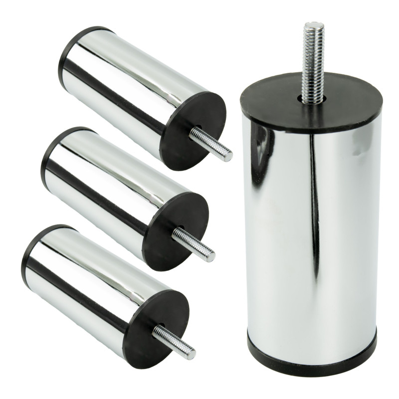 Zestaw 4 sztuk noga meblowa Prosta srebrny chrom wysokość 10 cm Zestaw 4 sztuk noga meblowa Prosta srebrny chrom wysokość 10 cm