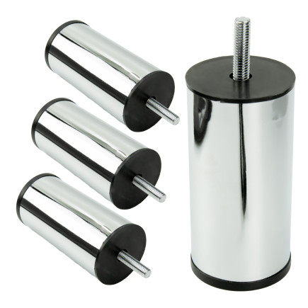 Zestaw 4 sztuk noga meblowa Prosta srebrny chrom wysokość 10 cm