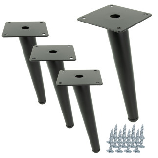 4 x Noga meblowa Szpilka skośna czarny 18 cm