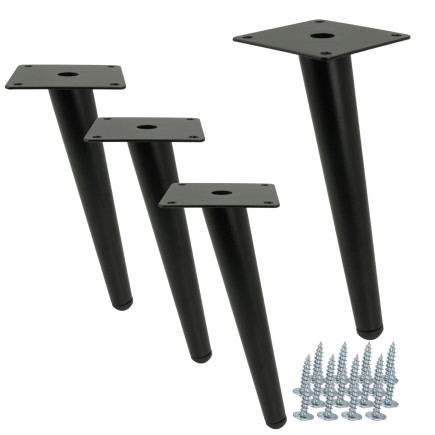 4 x Noga meblowa Szpilka skośna czarny mat  20 cm