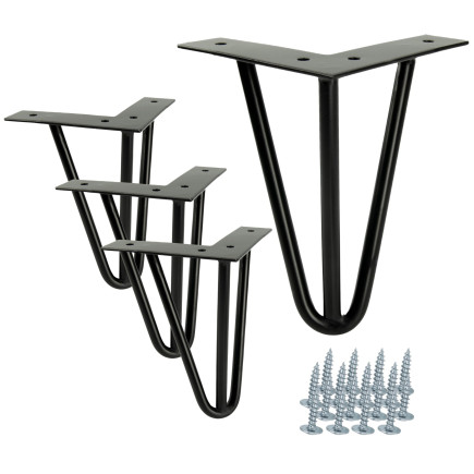 4 x Noga meblowa Hairpin Loft czarny mat wysokość 15 cm