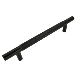 Uchwyt meblowy reling ryflowany 128 mm czarny