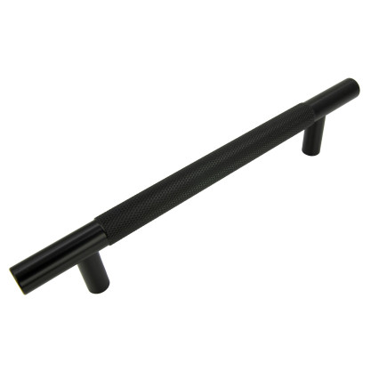 Uchwyt meblowy reling ryflowany 128 mm czarny