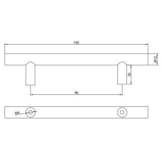 10 x Uchwyt meblowy Reling 96 mm srebrny