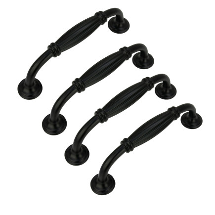 4 x Uchwyt meblowy czarny 96 mm metalowy