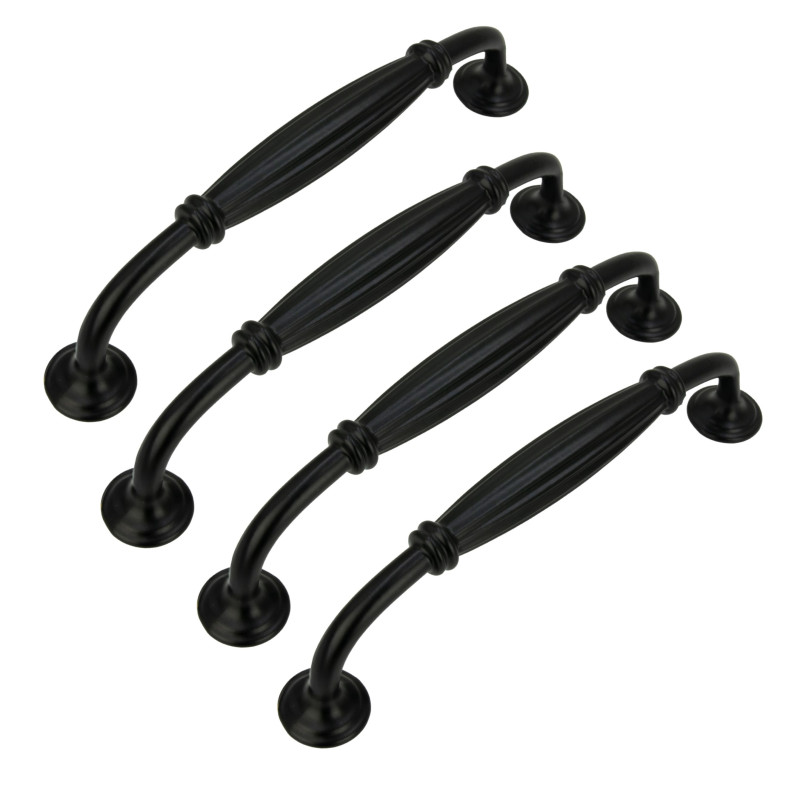 4 x Uchwyt meblowy czarny 128 mm metalowy