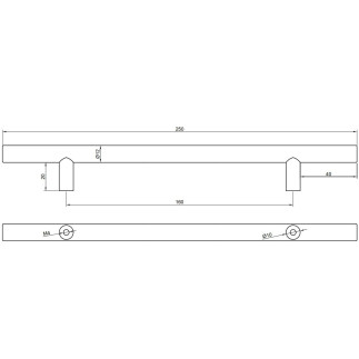4 x Uchwyt meblowy Reling 160 mm czarny