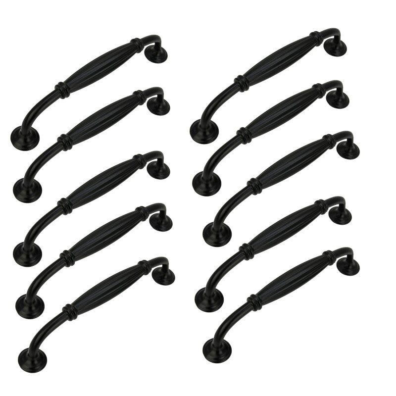 10 x Uchwyt meblowy czarny 128 mm metalowy