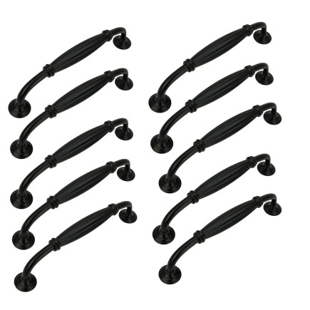 10 x Uchwyt meblowy czarny 128 mm metalowy