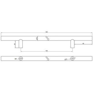 4 x Uchwyt meblowy Reling 192 mm czarny