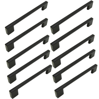 10 x Uchwyt meblowy czarny 128 mm metalowy