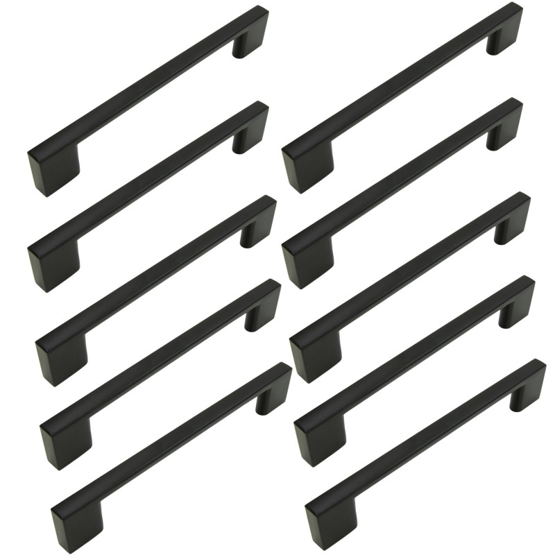 10 x Uchwyt meblowy czarny 128 mm metalowy