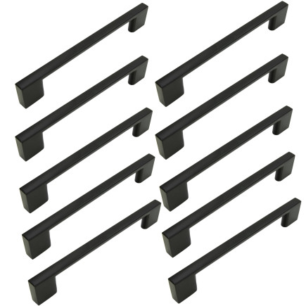 10 x Uchwyt meblowy czarny 128 mm metalowy