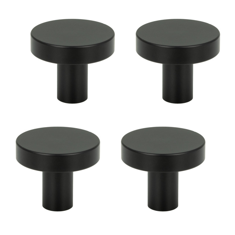 4 x Gałka meblowa okrągła metalowa czarna