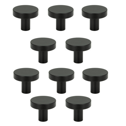 10 x Gałka meblowa okrągła metalowa czarna