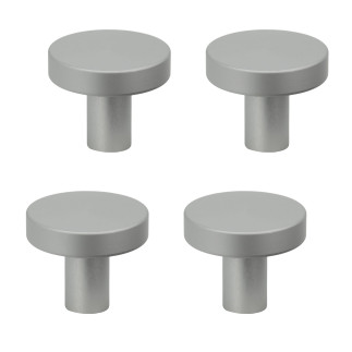 4 x Gałka meblowa okrągła metalowa srebrna
