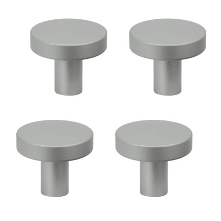 4 x Gałka meblowa okrągła metalowa srebrna