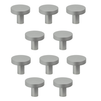 10 x Gałka meblowa okrągła metalowa srebrna