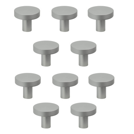 10 x Gałka meblowa okrągła metalowa srebrna