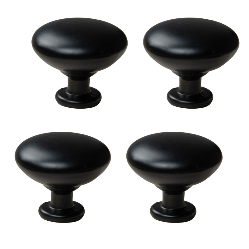 4 x Gałka meblowa okrągła metalowa czarna 4 x Gałka meblowa okrągła metalowa czarna