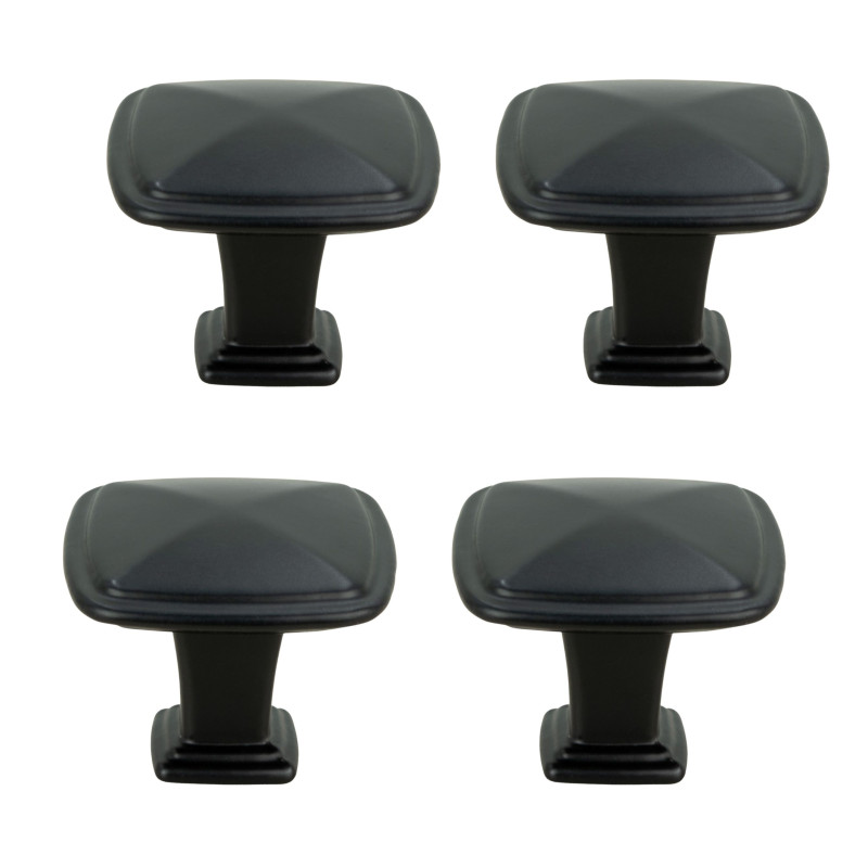 4 x Gałka meblowa kwadratowa metalowa czarna 4 x Gałka meblowa kwadratowa metalowa czarna