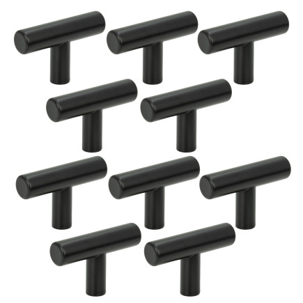 10 x Gałka meblowa reling metalowa czarna nowoczesna