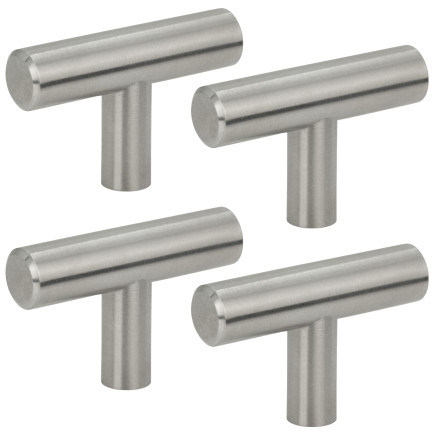 4 x Gałka meblowa reling metalowa srebro szczotkowane