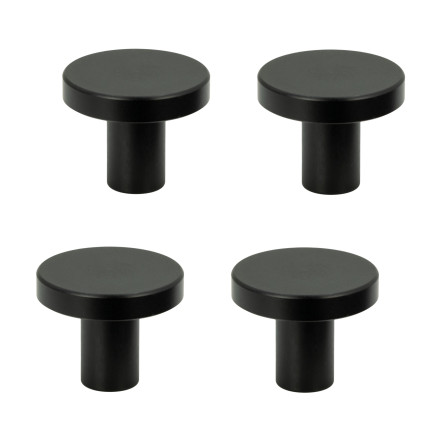 4 x Gałka meblowa okrągła czarna metalowa 2,5 cm