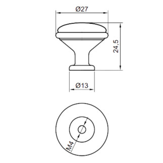 4 x Gałka meblowa okrągła czarna z ceramiką i wzorem retro