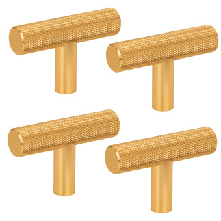 4 x Gałka meblowa reling ryflowana radełkowana metalowa złoto szczotkowane