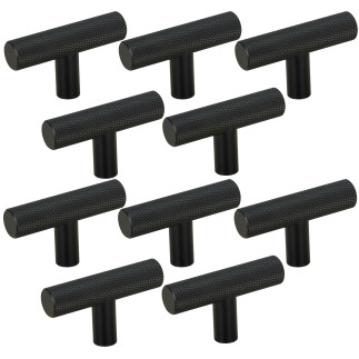 10 x Gałka meblowa reling ryflowana metalowa czarna