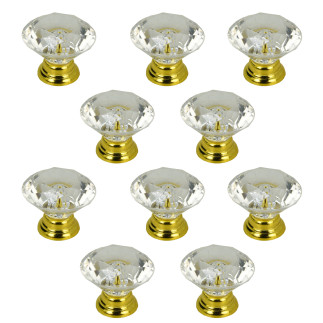 10 x Gałka meblowa okrągła Diament złota