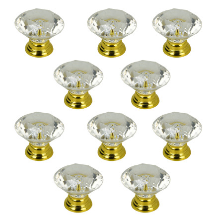 10 x Gałka meblowa okrągła Diament złota