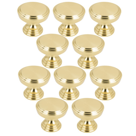 10 x Gałka meblowa okrągła metalowa złota