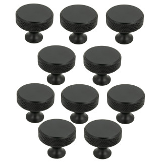 10 x Gałka meblowa okrągła metalowa czarna