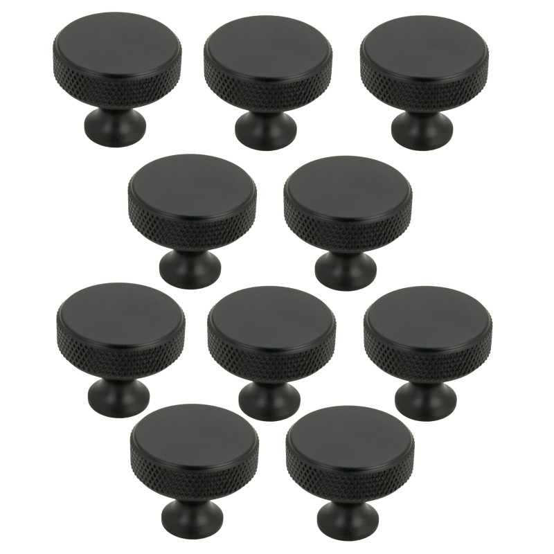 10 x Gałka meblowa okrągła metalowa czarna