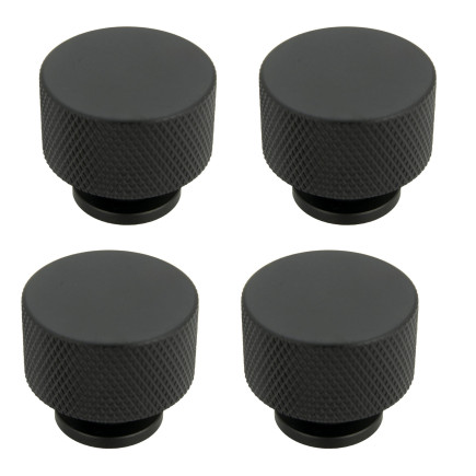 4 x Gałka meblowa okrągła metalowa czarna