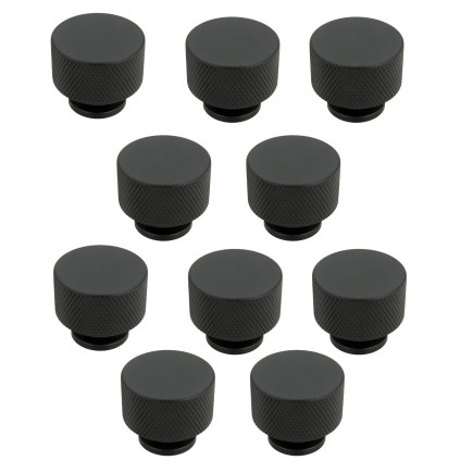 10 x Gałka meblowa okrągła metalowa czarna