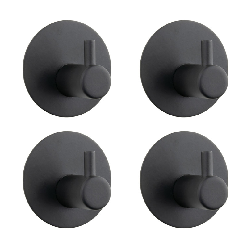 4 x Wieszak łazienkowy ścienny samoprzylepny czarny metalowy