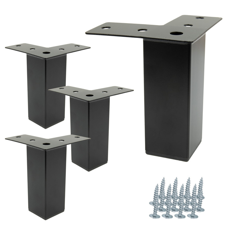 4 x Nóżka meblowa Prosta kwadratowa czarna metalowa 10 cm 4 x Nóżka meblowa Prosta kwadratowa czarna metalowa 10 cm