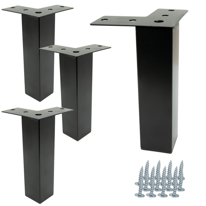 4 x Nóżka meblowa Prosta kwadratowa czarna metalowa 15 cm 4 x Nóżka meblowa Prosta kwadratowa czarna metalowa 15 cm