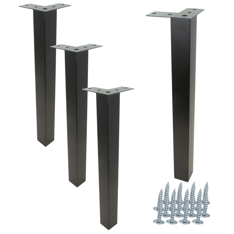 4 x Noga meblowa Prosta kwadratowa czarna metalowa 40 cm 4 x Noga meblowa Prosta kwadratowa czarna metalowa 40 cm