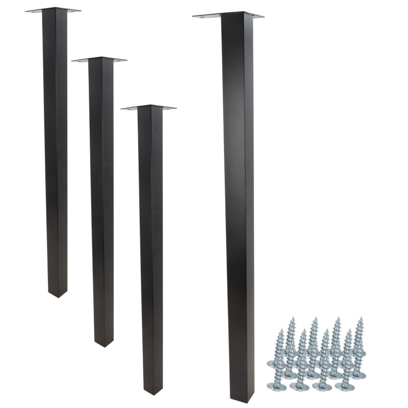 4 x Noga meblowa Prosta kwadratowa czarna 70 cm