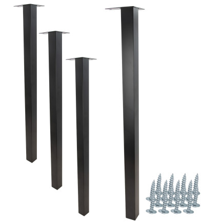 4 x Noga meblowa Prosta kwadratowa czarna 70 cm