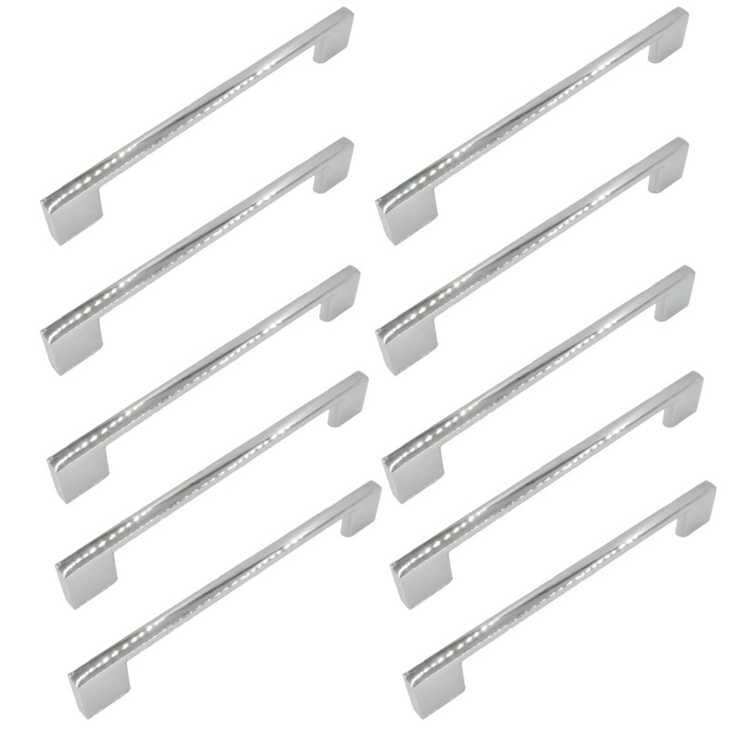10 x Uchwyt meblowy srebrny chrom 128 mm metalowy