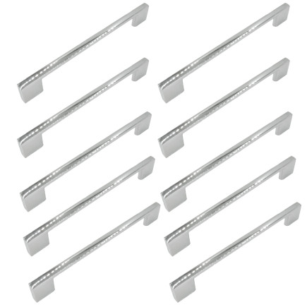 10 x Uchwyt meblowy srebrny chrom 128 mm metalowy