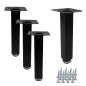 4x Nóżka meblowa Prosta kwadratowa czarna metalowa regulowana 15 cm